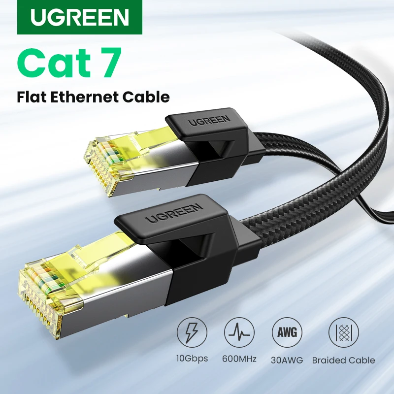 UGREEN Cable de Red Cat 7 Cable Ethernet Network Cable Plano LAN 10000Mbit  con Conector RJ45