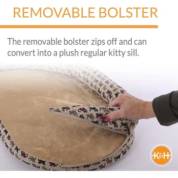 K&H Pet Products Bolster Kitty Sill Cat Window Perch Bed for Large Cats, Orthopedic Window Hammock Holds 40 lbs, Washable Cover, 4