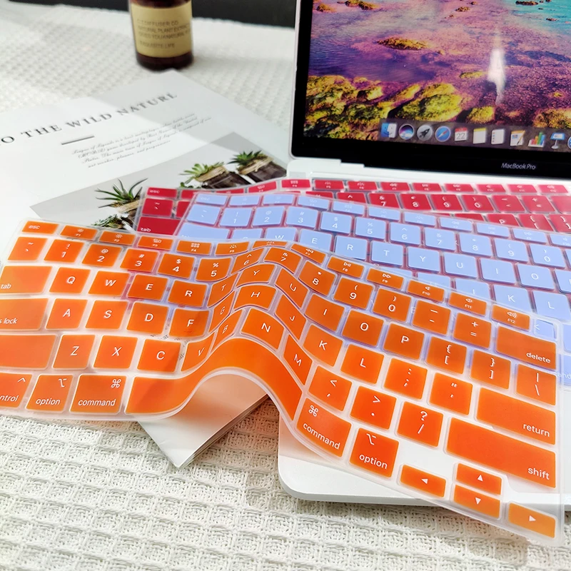 Teclado Capa para Macbook ar m2 13.6 2023 Macbook Pro 13 Case de Teclado para Macbook 16 15 14 13 12 11 Polegada Teclado Capa Cor - Imagem 3