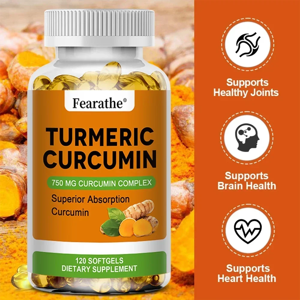 Organic Turmeric Curcumin-750 Mg Curcumin Complex for Cardiovascular Bone Muscle Brain Health 120 Capsules turmeric ginger supplement