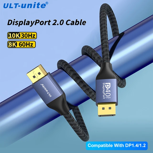 Câble adaptateur DisplayPort 2.0 haute vitesse, fil pour moniteur vidéo,  PC, ordinateur portable, TV, 10K 30Hz,