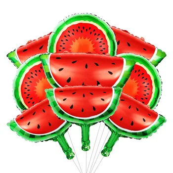믹스 수박 풍선 세트, 여름 휴가 하와이 과일 파티 장식, 호일 과일 공, 생일 멜론 용품, 9 개