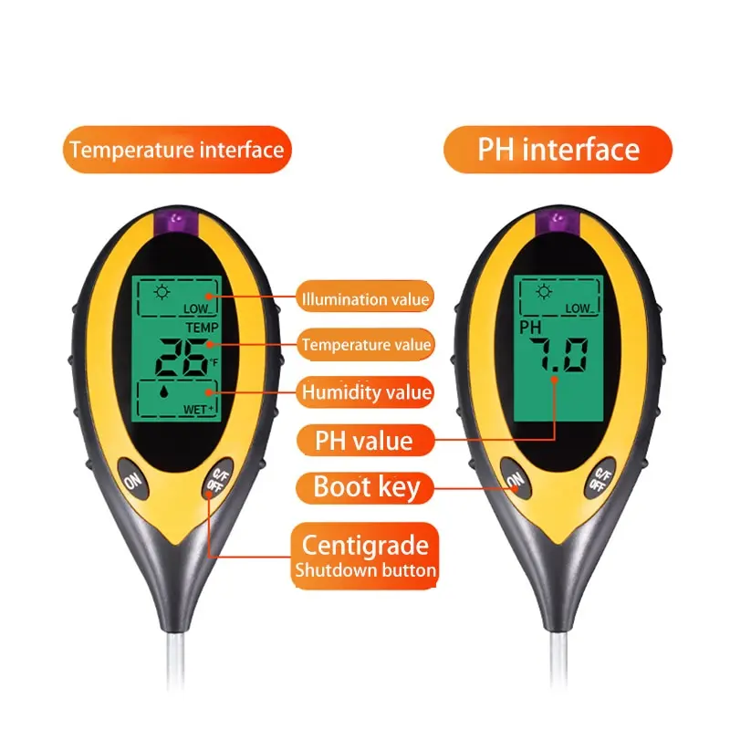 Soil Tester 1pc PH and Humidity Nutrient Water High Precision Household Gardening Flower Grass Fertility Meter