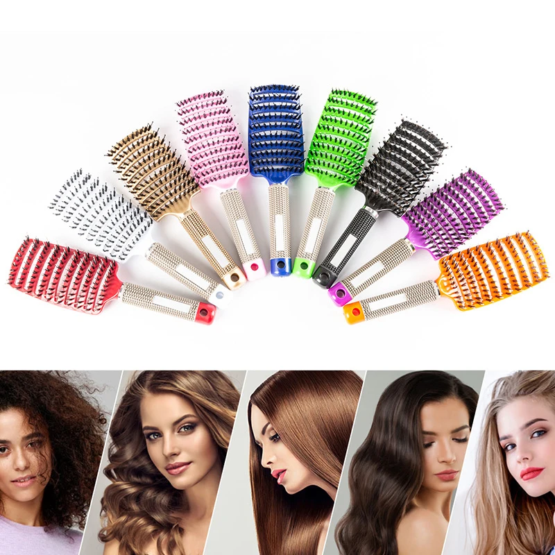 곡선 통풍 Detangling 헤어 브러시 브리 슬 & 나일론 여성 매직 젖은 곱슬 Detangle 헤어 브러시 살롱 헤어 스타일링 스타일링 도구