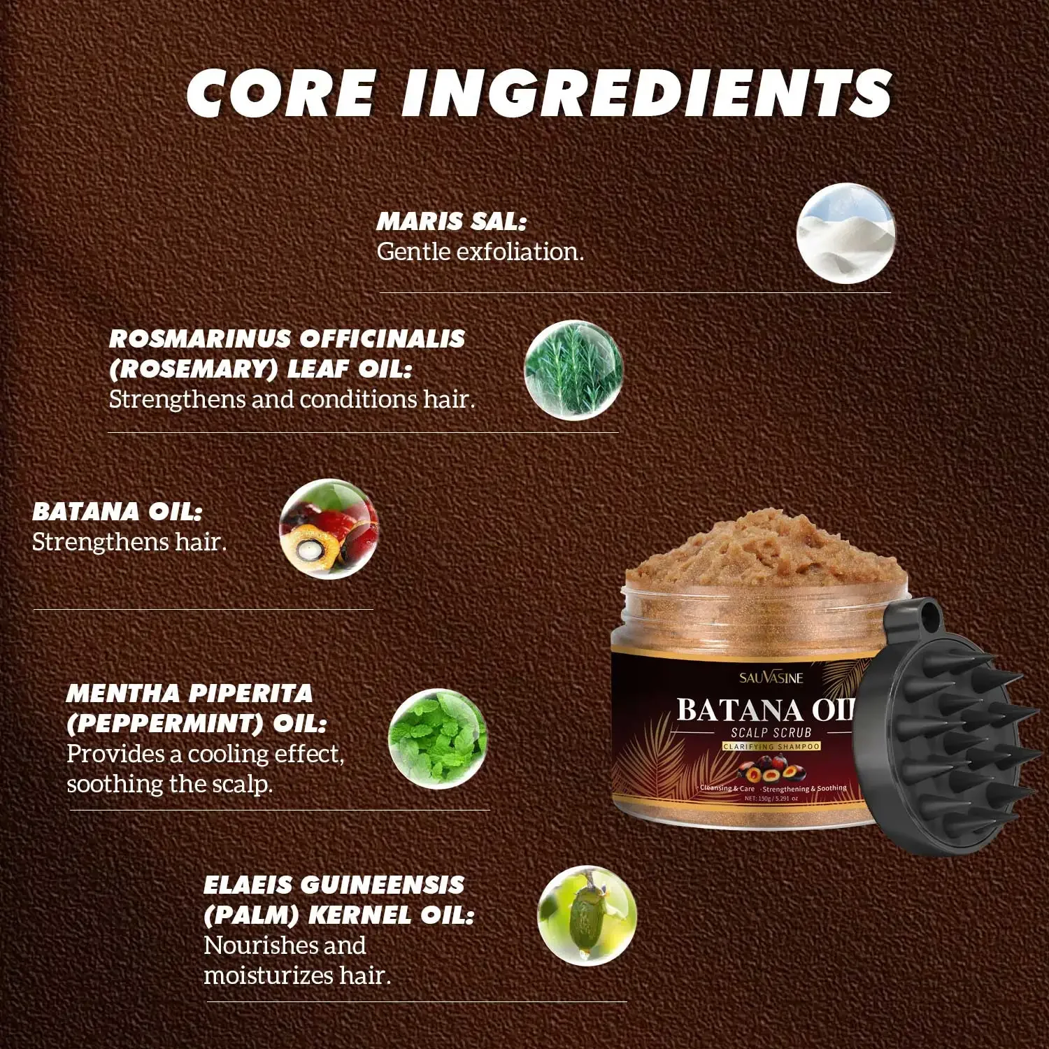 Batana Oil Scalp Scrub for Strengthening Hair Deep Cleaning Nourishing Soothing Clarifying Shampoo for Sensitive Scalp Hair Care 4