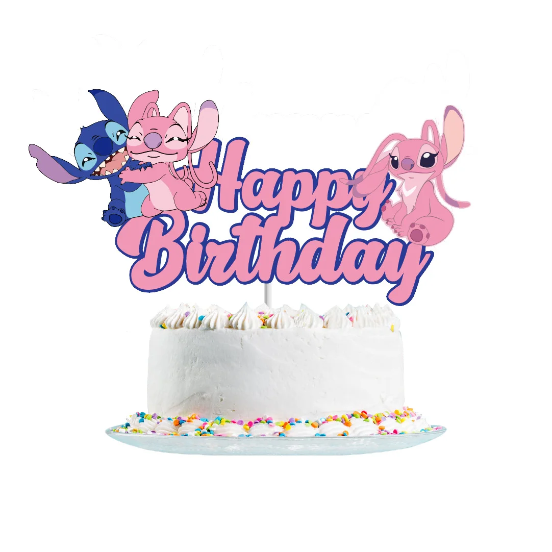 Lilo &Stitch Cake Topper Girls Cartoon Happy Birthday Cake Decor Party Supplies Kids Birthday Baby Shower Decoration