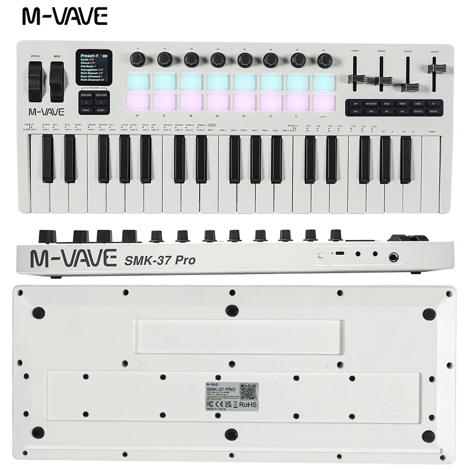 M-VAVE SMK-37 PRO 37 Key MIDI Keyboard with Sound Source USB MIDI