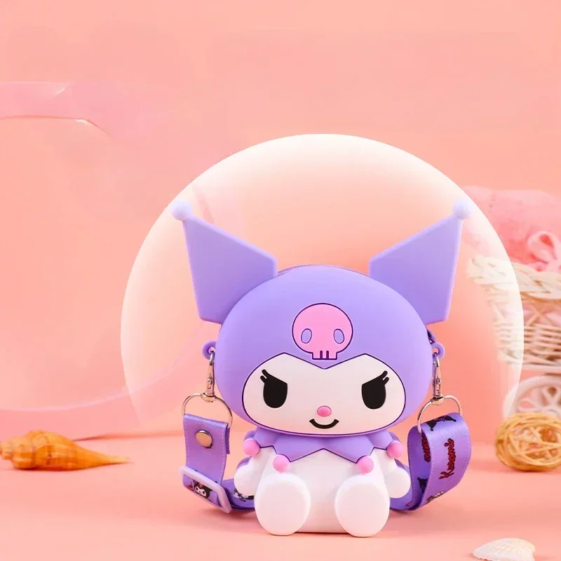 

Силиконовый кошелек Hello Kitty Sanrio, милая модная сумка для принцессы, маленькая сумочка для хранения, аниме Мультяшные фигурки, игрушки, подарок для детей