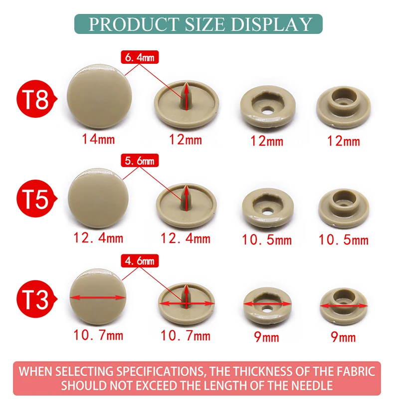 Description Picture 4 of itemKAM T3 T5 10/20Sets Plastic Snaps Button Fasteners Bag Folder Dark Buckle Button Resin Garment Accessories For Baby Clothes DIY