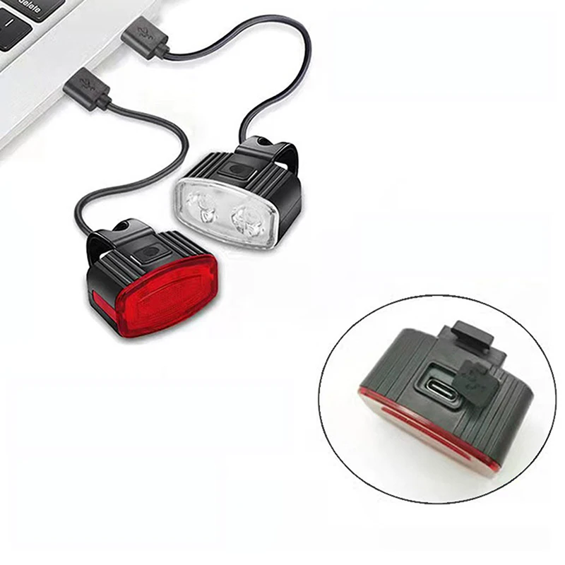 Bike Light Set Bike USB Charge Headlight Light Waterproof Cycling Bicycle 6 Modes Front Rear Light Set MTB Taillight LED Lantern Bike Parts