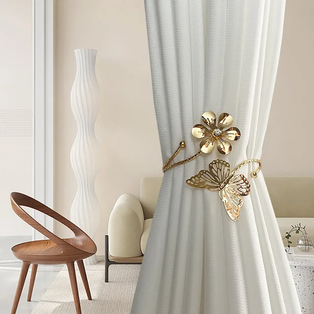 Clip per supporti per tende fermacravatte per tende a farfalla in metallo Porta tende per camera da letto posteriori Tende con fermaglio per fibbia Europa e America 2