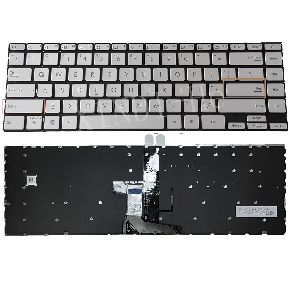 

Клавиатура для ноутбука Asus Zenbook 14 UX425 UM425 UM425I UM425IA UM425QA UX425E UX425EA UX425J UX425JA, серебристая