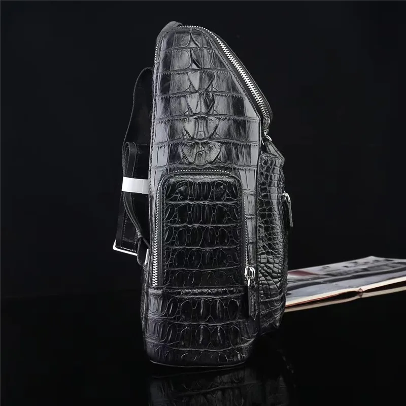 Exotic Genuine Crocodile Skin Men's Casual Black Laptop Backpack Authentic Real Alligator Leather Male Large Travel Bag Pack 5