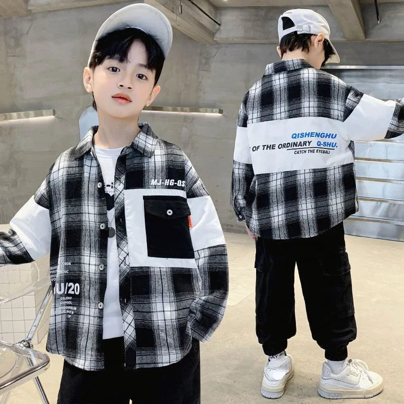 Baby Boys Blouse Teenagers Outerwear Shirts Spring Autumn Kids Fashion Jacket 6 To 14Yrs Children's Clothing Casual