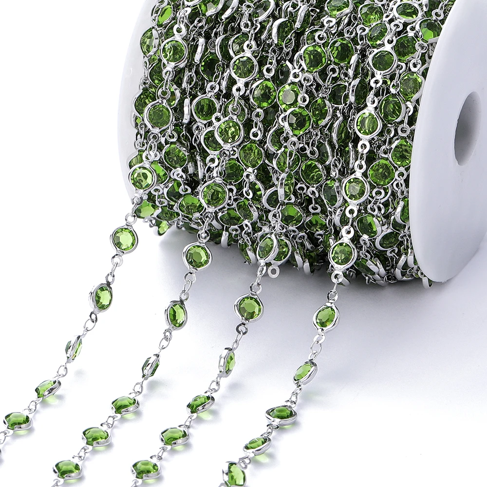 Vibrant Crystal Zircon & Glass Bead Chain