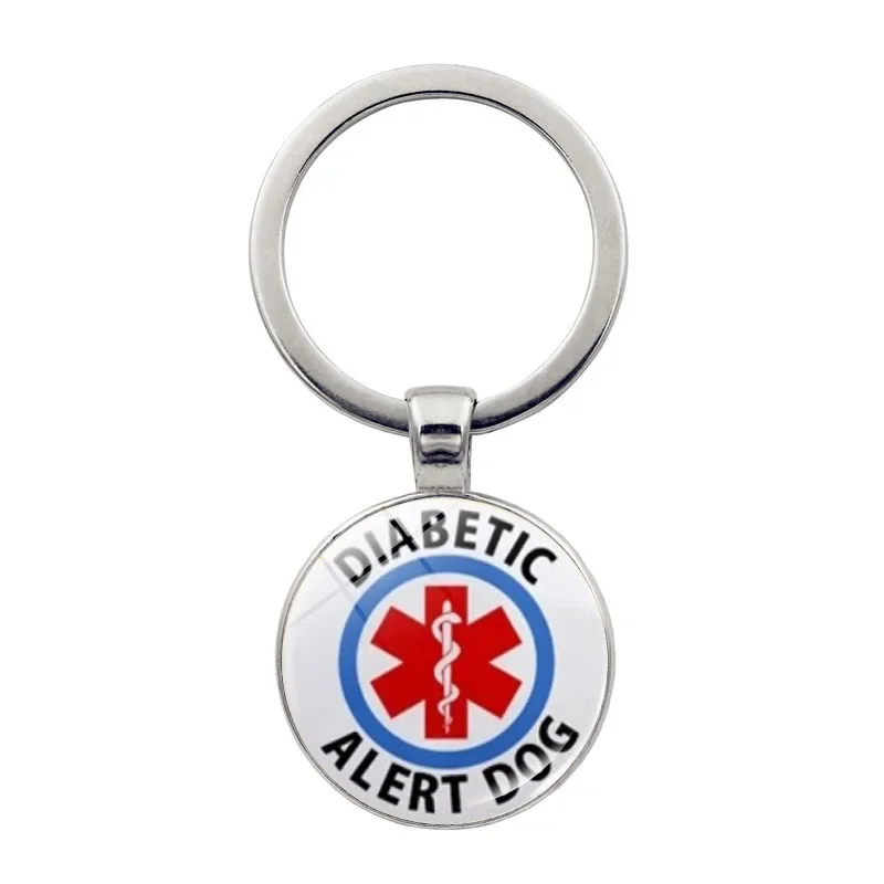 Portachiavi Commemorativo A Tema Diabete Informazioni Di Emergenza All'Interno Del Portachiavi Cabochon In Vetro Regalo Portachiavi Per Auto Infermier