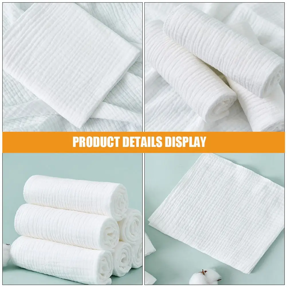 8 Pcs Cotton Diapers Reusable Washable Baby Cloth Nappies 43x45cm White Newborn Muslin Burp Cloth Toddler Pee Training Diaper - 3