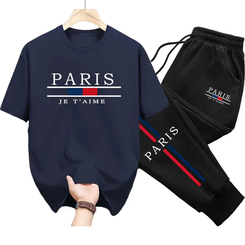 Cotton Tee and Sweatpants Set for Men Spring Summer