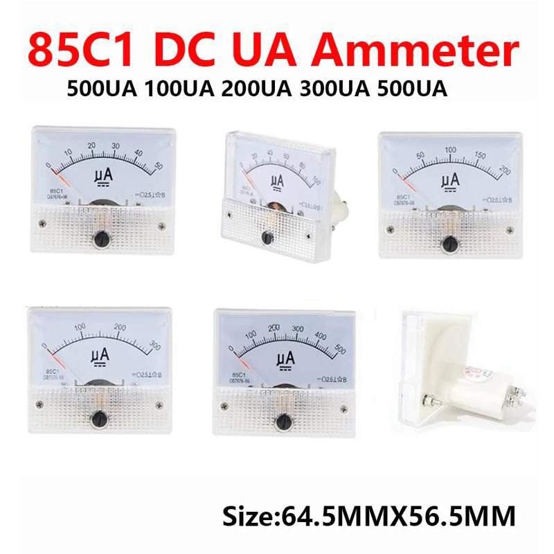 

85C1 Ammeter dc Analog Current Meter Panel Mechanical Pointer Type 50UA 100UA 200UA 300UA 400UA 500UA