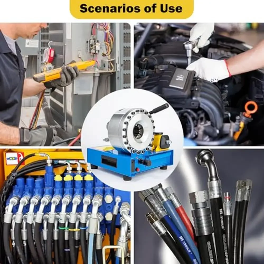 Hydraulic Hose Crimper 95 Tons Crimping Pressure Precision Limiter 8 Sets of Dies 4