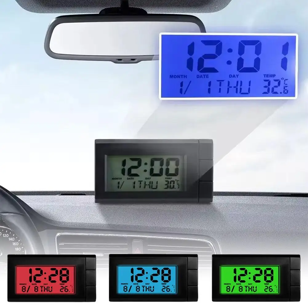 

Auto Electronic Watch Thermometer Temperature Display Car Self-Adhesive Ornaments LCD Digital Display Clock Car Clock Y3W2