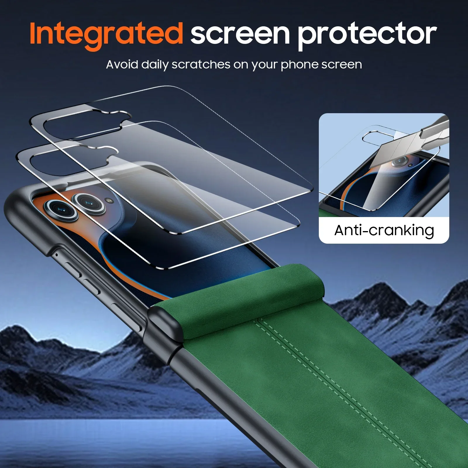 Ultra-Thin Green PU Leather Matte Case with Hinge Protection