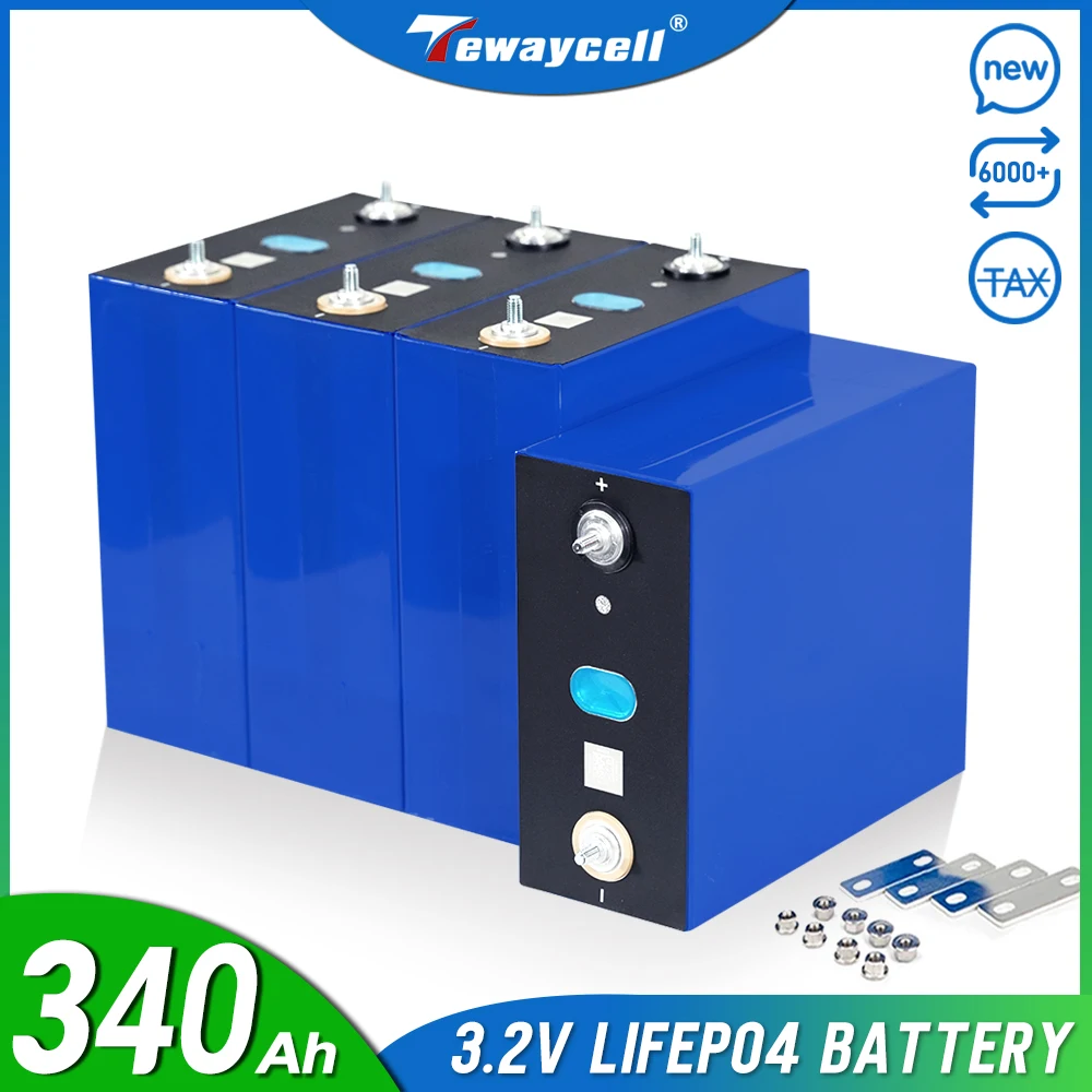 

BRAND NEW 3.2V 340AH Lifepo4 Battery Grade A Cells 12V 24V 48V Rechargeable Battery Pack for Solar EU US Tax Free With Busbars