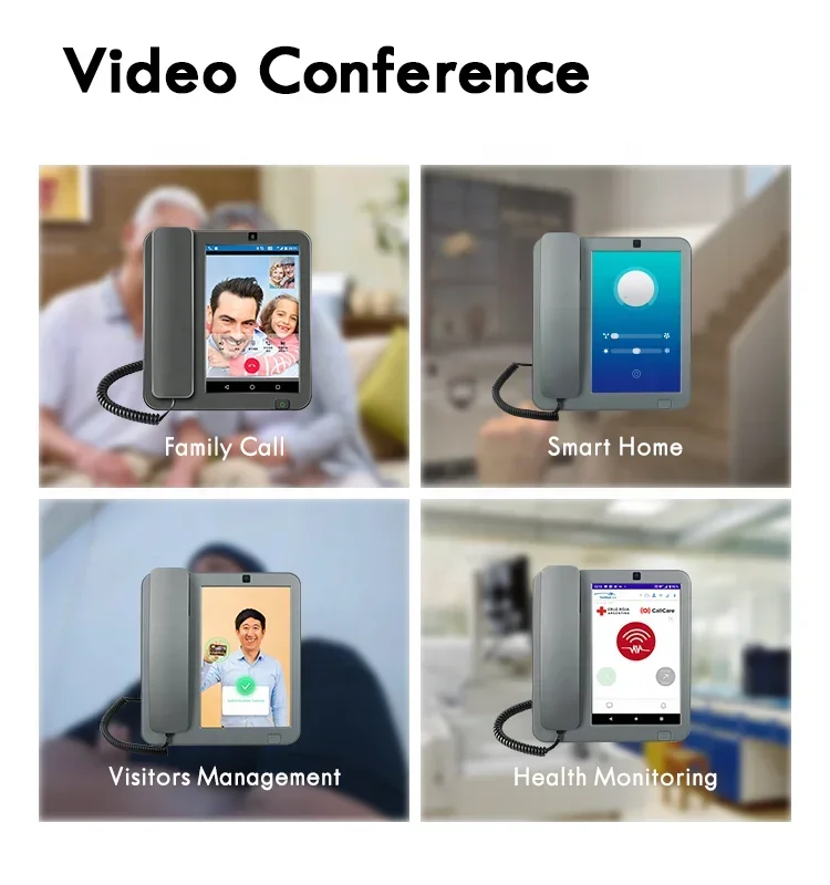 5MP 카메라 4G VoLTE 다크 그레이 스마트 HD 통화 WiFi 블루투스 FWP 비디오 음성 통화 8인치 터치스크린 안드로이드 데스크탑 폰
