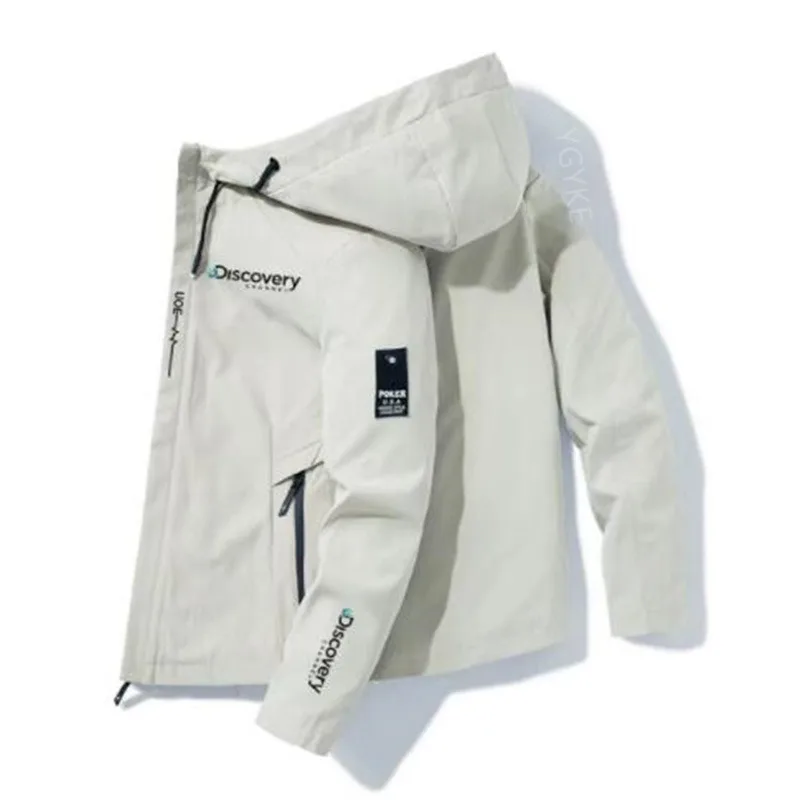 Discovery Spring Autumn New Men's Jacket Solid Color Hooded Long Sleeve