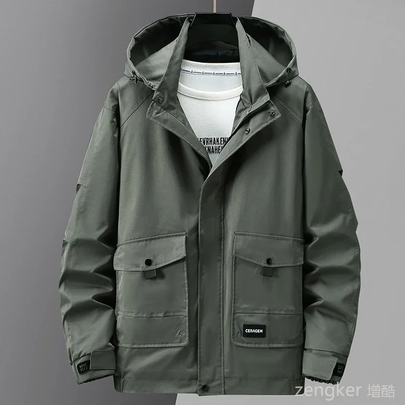 New Arrival Men's Plus Size Workwear Jacket with Hood - Spring and Autumn Windbreaker Coat 10XL 9xl jacket for men 2