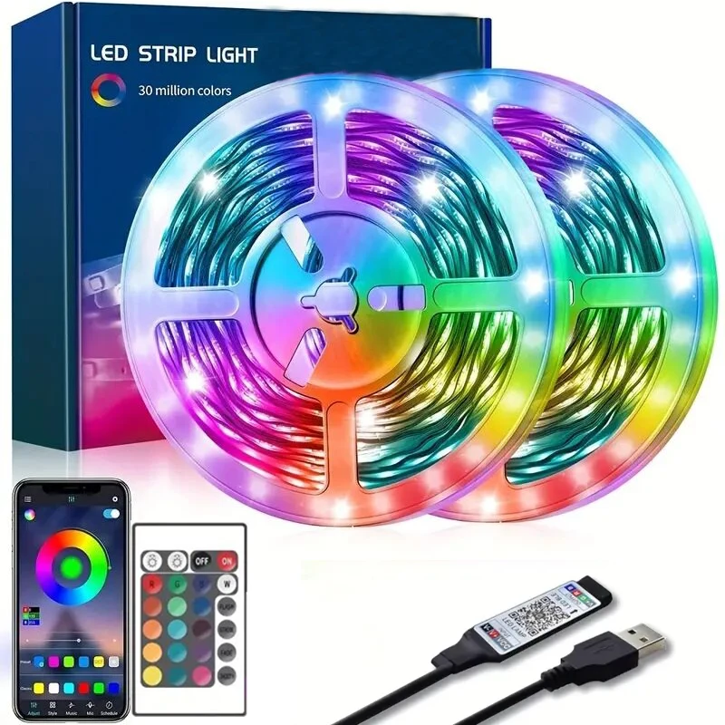 Светодиодная лента RGB 2835, Usb, 1-20 м, 5 В, управление через приложение