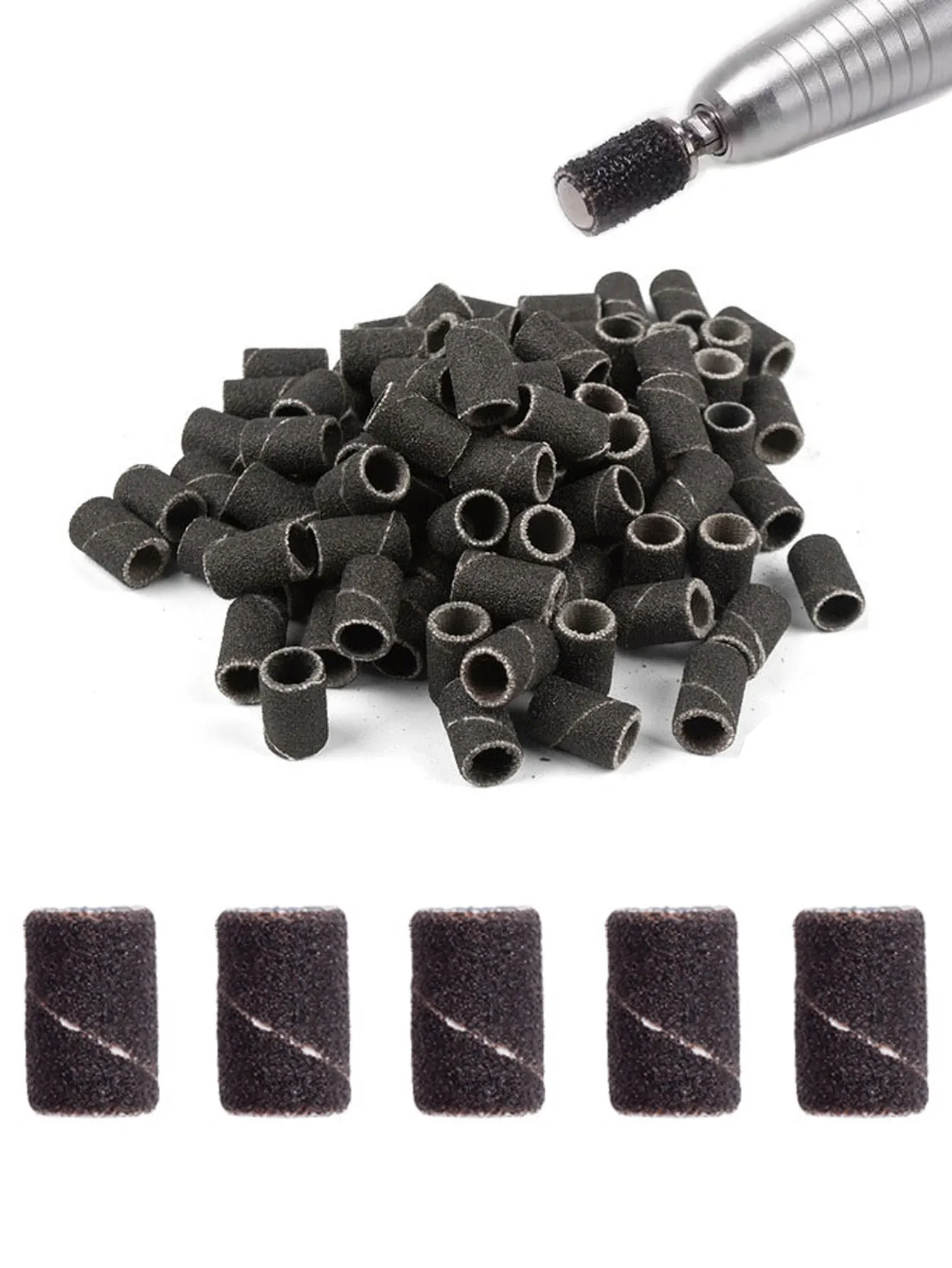 Premium Nail Drill Set: 100 Sanding Bands & Metal Shaft for Polish, Gel, Skin, & Callus Removal