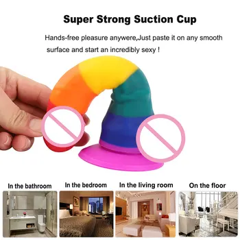 Rainbow Realistic Dildo Sex Toys for Women Masturbators Strap on Penis Toys for Adults 18 Sex Shop 4