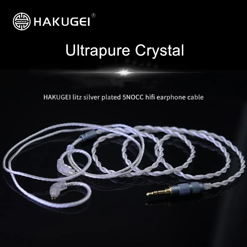 

HAKUGEI Ultra-pure Crystal Silver Earbuds Cable Litz silver plated 5NOCC upgrade Cable wire for Earbuds Earphones 0.78 mmcx QDC