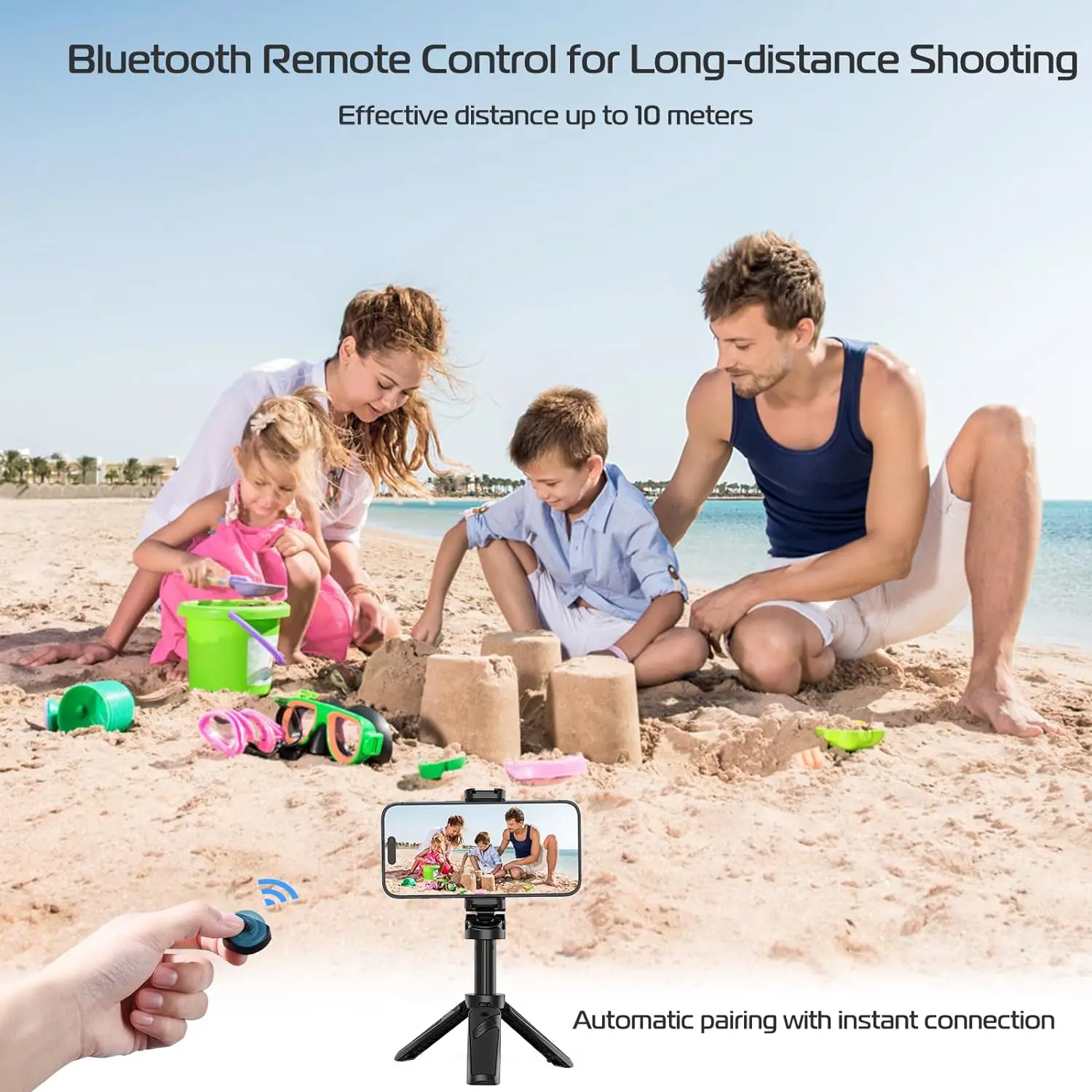 Ulanzi JJ02 Tripod Portable Stretchable Phone Tripod Bluetooth Selfie Stick for iPhone 16 15 14 Vertical/Horizontal Shoot