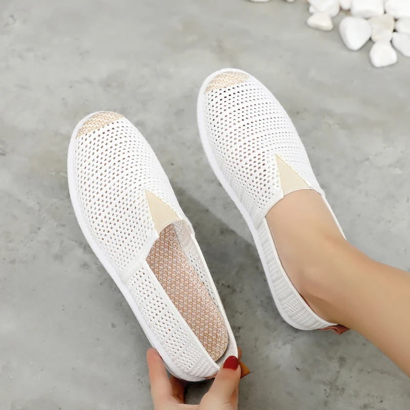 2022 Summer Ladies Casual Comfort Bohemian Slip On Lazy Shoes Female Womens Flat Slip On Canvas Strap Loafers Straw Espadrilles 5