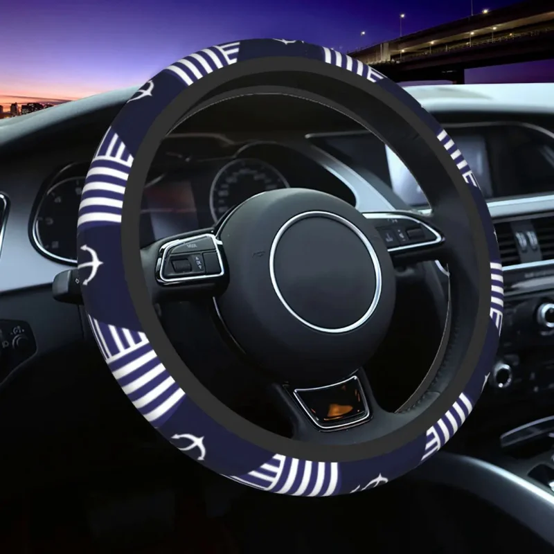 

38cm Car Steering Wheel Covers Sailor Anchor Universal Anchor Navy Car-styling Elastische Steering-Wheel Accessories