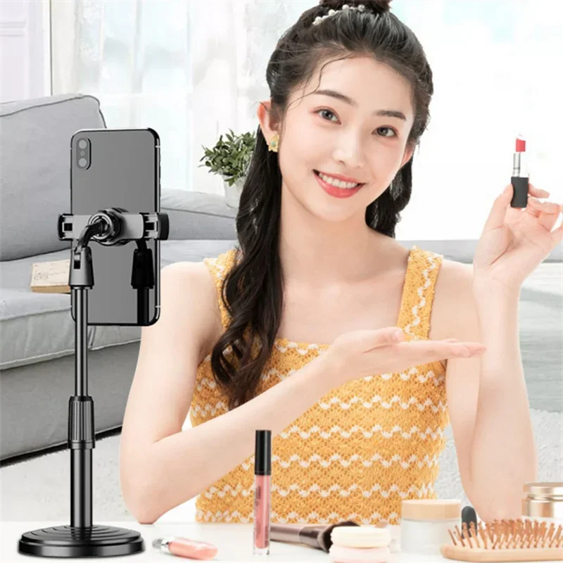 전화 스마트 폰 아이폰 용 1PC 데스크탑 삼각대 라이브 스트리밍 브래킷 스탠드 테이블 용 전화 홀더 스탠드 브래킷 트리플