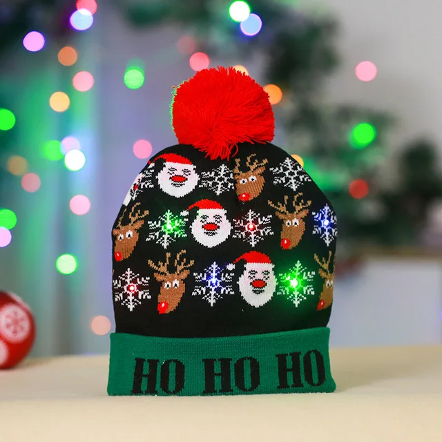 thumbnail image 1 of Gorro de Navidad LED nuevo 2024, gorro de punto con luz LED intermitente creativo, gorro de punto de color cálido para invierno, regalo de Navidad, 1 of 5