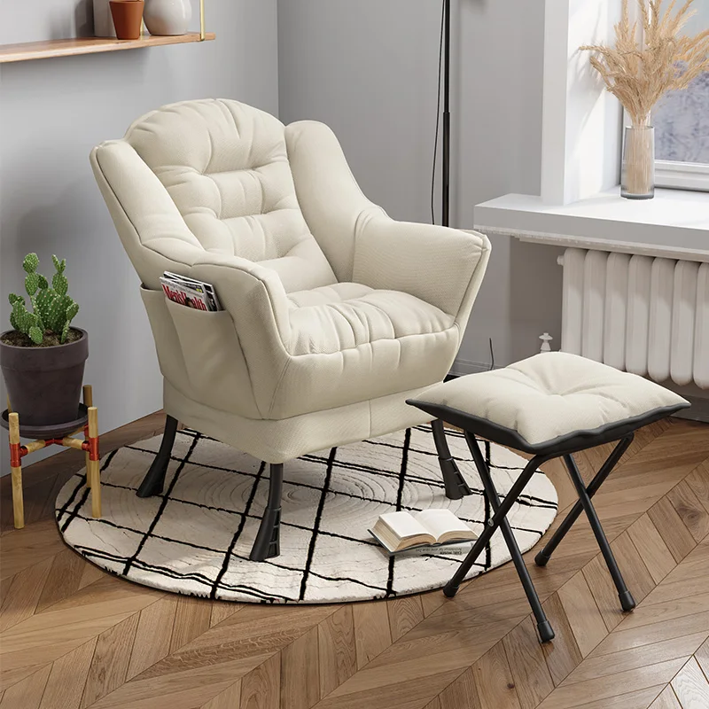 Lounge Sofa Chair with Pedals Nordic Balcony Lazy Leisure Sofa Bedroom Recliner Backrest Small Couch Computer Chair living room chair,folding armchair,computer chair