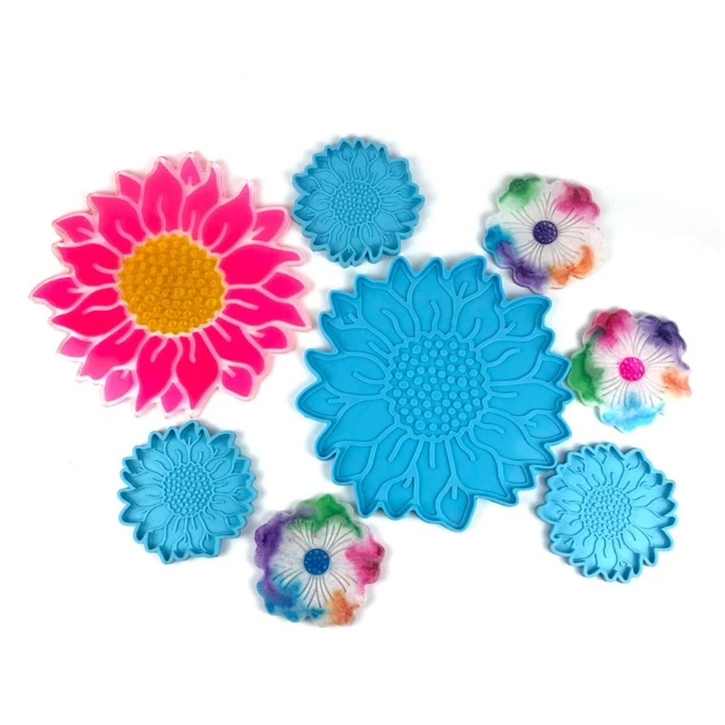 5 Pcs for Sun Flower Tray Epoxy Resin Mold DIY Serving Plate Casting Silicone Mo Drop shipping