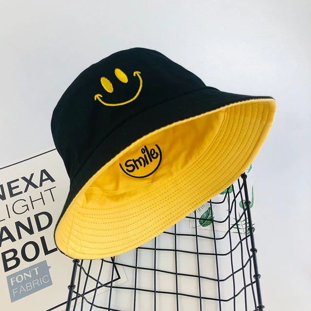 Gesture Double Sided Bucket Hat Smiling Face Unisex Fashion Bob Cap Hip Hop Gorro Summer Woman SMILE | Аксессуары для одежды