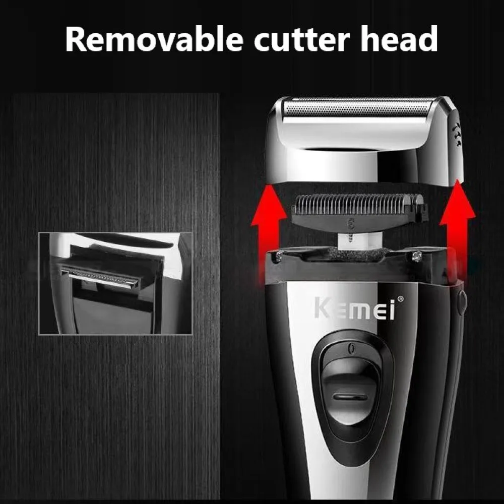 Kemei Powerful Rechargeable Shaver For Men Foil Electric Shaver Beard Head Shaving Electric Razor Facial USB with extra mesh 3