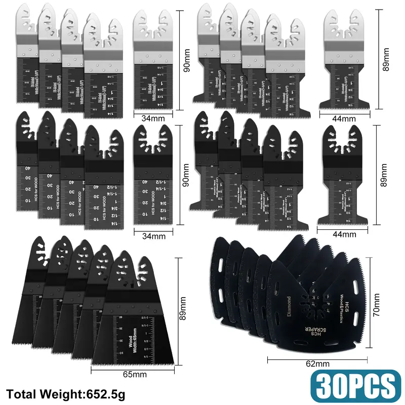 Japanese Tooth Carbide Oscillating Saw Blade Kit 10-39Pcs Arc Edge Oscillating Multitool Blades Precise Cut for Wood PVC Iron - Image 13