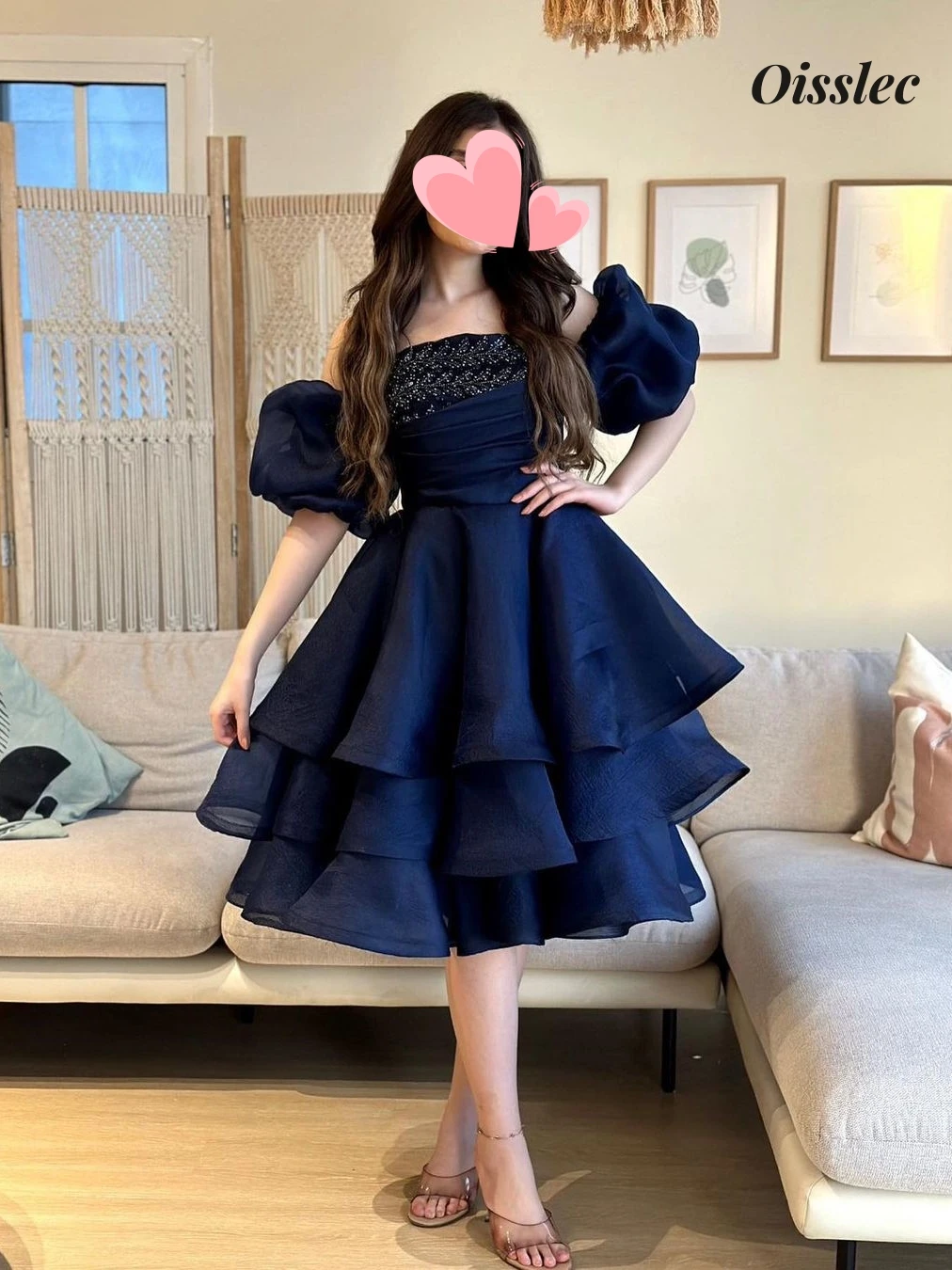 

Oisslec Dress Elegant Vintage Sexy Navy Blue Beading Short Summer Customize Formal Occasion Prom Dress Evening Party Gowns