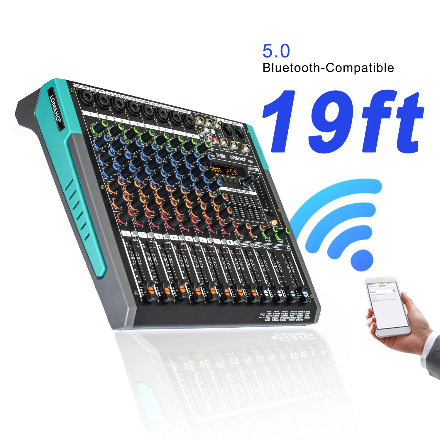 LOMEHO 6/8 Channel Mixing Console Bluetooth Audio Mixer 256