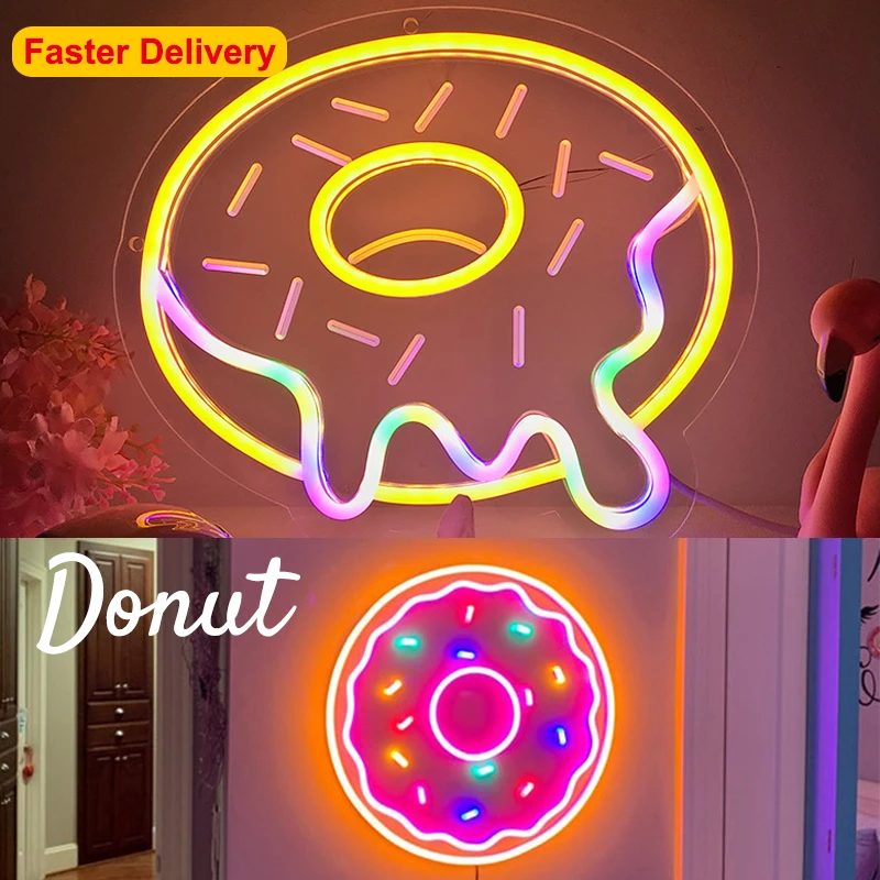 

Multicolored Donut Neon Sign Light Donut Shop Dessert Shop Restaurant Decor Neon Light Home Room Wall Decoration