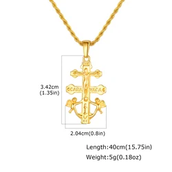 Celestial Caravaca Cross Necklace: Angelic Pendant Religious Jewelry Protection Amulet Gift - 24 inch (PN - 2338G)