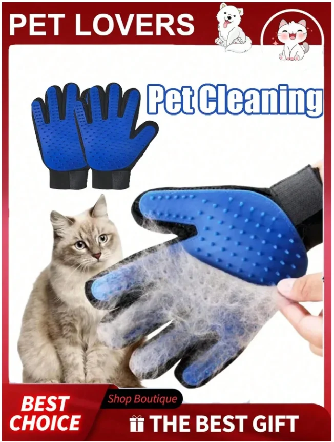 Ultimate Pet Grooming & Deshedding Glove Set with Massage Bath Brush