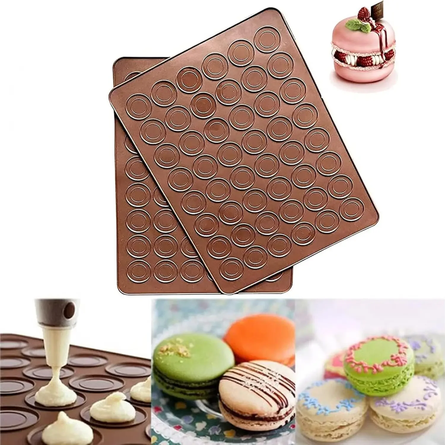 Premium Non-Stick Silicone Baking Mats - Perfect for Macarons, Cookies, Pastries, and More